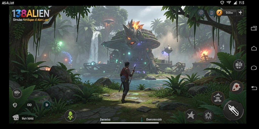 Screenshot gameplay 138ALIEN menunjukkan penjelajahan planet luar angkasa yang mendebarkan.