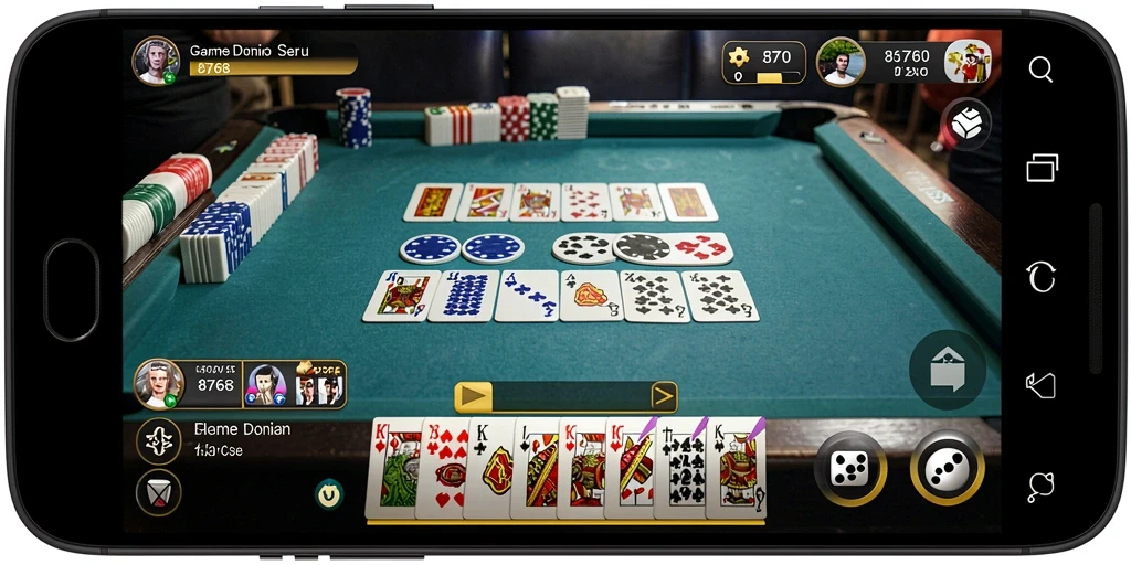 Screenshot menunjukkan gameplay seru di <strong>8768</strong> dengan pemain yang berkompetisi.