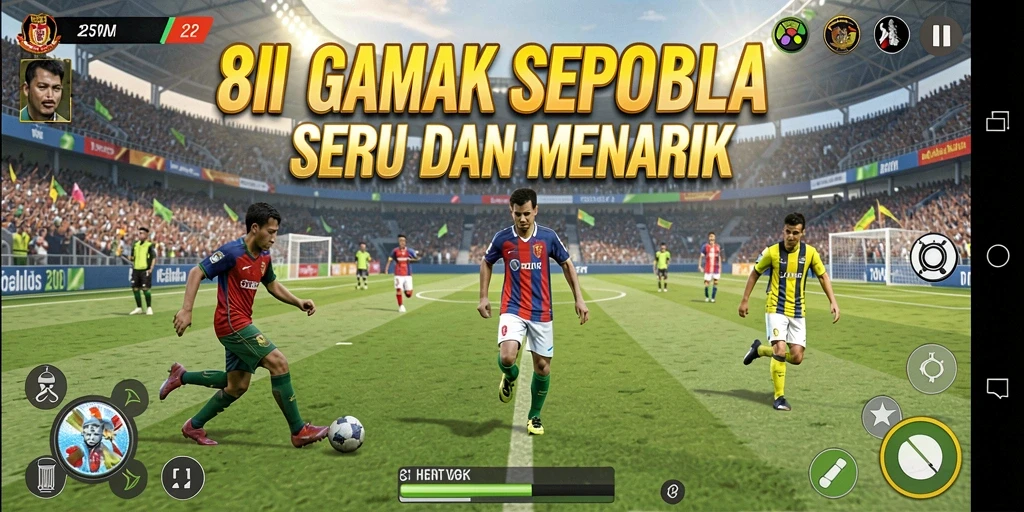 Gameplay seru dari 8II dengan aksi sepak bola yang mendebarkan.