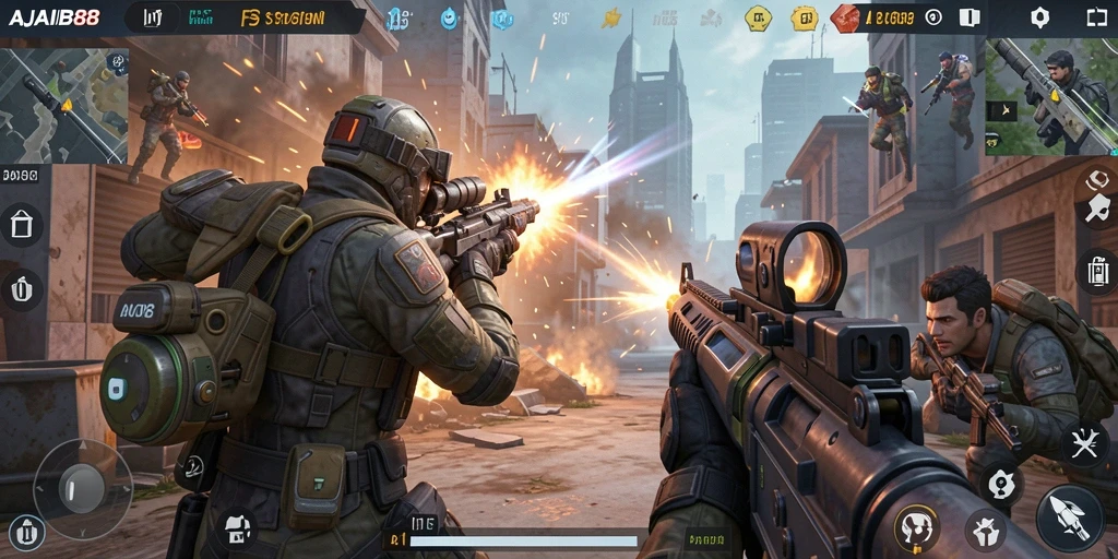 Tampilan permainan AJAIB88 dengan aksi FPS yang menarik.