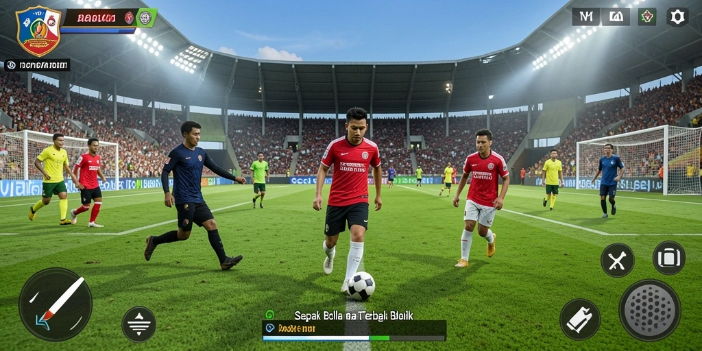 Tampilan gameplay menarik dari BARU01 saat pertandingan sepak bola berlangsung.