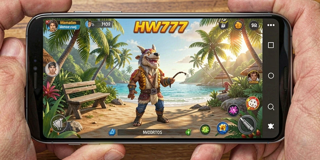 Tangkapan layar utama <strong>HW777</strong> menunjukkan gameplay yang seru dan interaktif.
