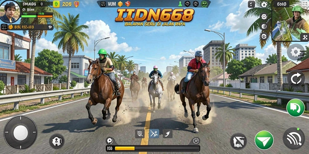 Screenshot IDN668 menampilkan aksi balapan yang menegangkan.