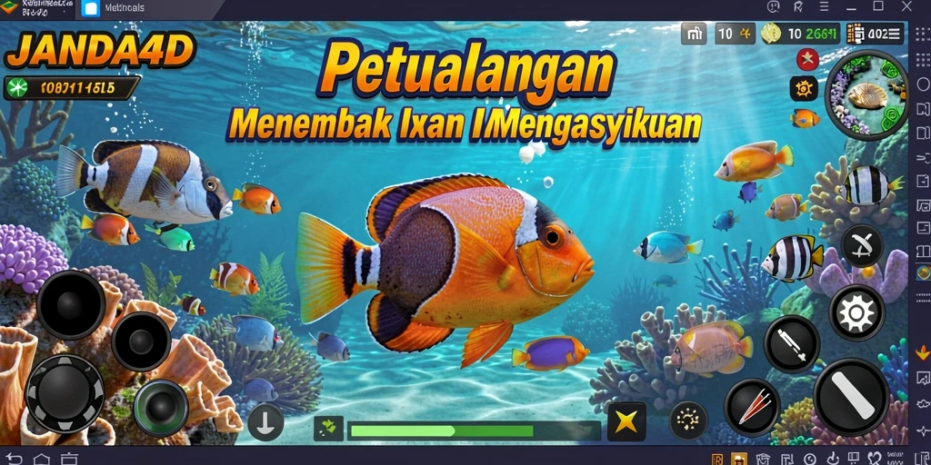 Tampilan gameplay seru saat menembak ikan di JANDA4D.