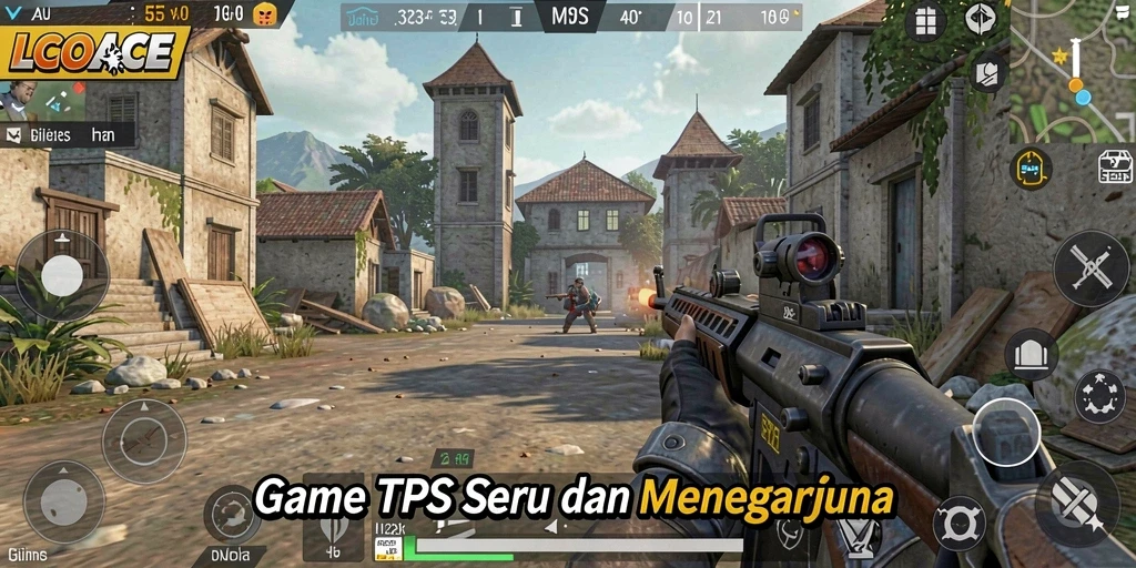 Screenshot gameplay LGOACE menampilkan aksi tembak-menembak yang intens.