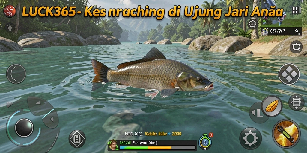 Screenshot dari gameplay LUCK365 yang menampilkan pengalaman memancing.