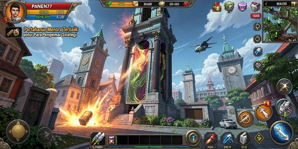 Screenshot PANEN77 menampilkan aksi seru dalam permainan Tower Defense.