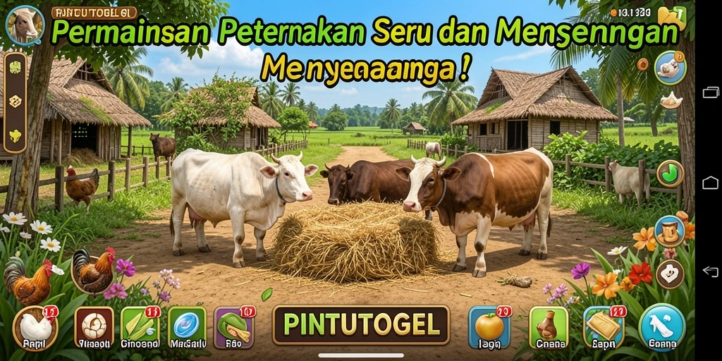 Screenshot gameplay PINTUTOGEL yang menampilkan aktivitas bertani.