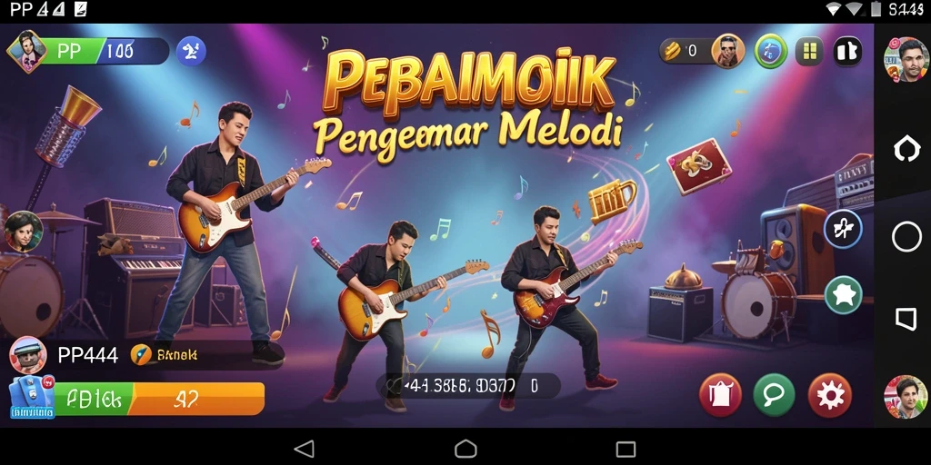 Tampilan gameplay PP444 dengan berbagai lagu menarik.