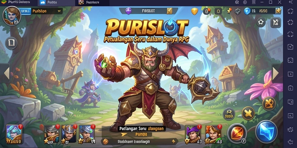 Tampilan gameplay seru PURISLOT dengan aksi RPG yang mendebarkan.