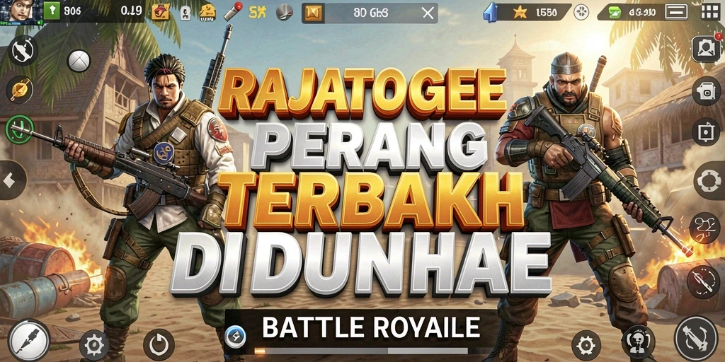 Tampilan gameplay intens dari RAJATOGEL di arena Battle Royale.