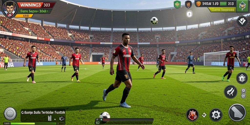 Screenshot gameplay <strong>WINNING303</strong> menunjukkan aksi seru pertandingan sepak bola.